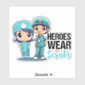 Helden tragen Scrubs Nurses Day Aufkleber (Blatt)