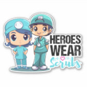 Helden tragen Scrubs Nurses Day Aufkleber (Vorderseite)
