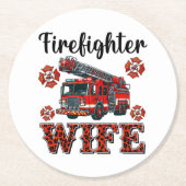 Heldenfeuerwehr-Ehefrau in lebhaften Farben Runder Pappuntersetzer (Vorderseite)