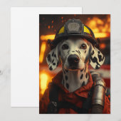 Heldenfeuerwehrer-Dalmatiner Einladung (Vorne/Hinten)