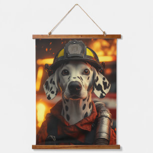 Heldenfeuerwehrer-Dalmatiner Wandteppich Mit Holzrahmen
