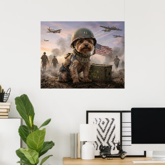 Heldenhafter Yorkie "Corporal Smoky" WWII Militär  Poster