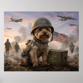 Heldenhafter Yorkie "Corporal Smoky" WWII-Militärk Poster