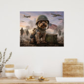 Heldenhafter Yorkie "Corporal Smoky" WWII-Militärk Poster (Küche)