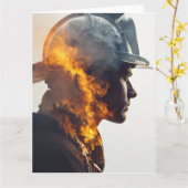 Heldenpark: Feuerwehrmann Danke & Wertschätzung Karte (Gelbe Blume)