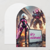 Heldenroboter Einladung (Vorne/Hinten)