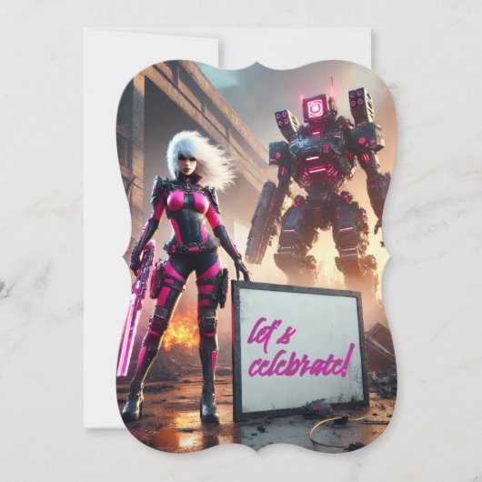 Heldenroboter Einladung (Vorderseite)