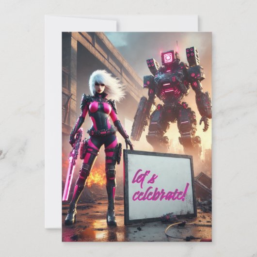 Heldenroboter Einladung (Vorderseite)