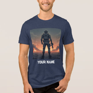 Heldensoldat Rückansicht T-Shirt Tri-Blend Shirt