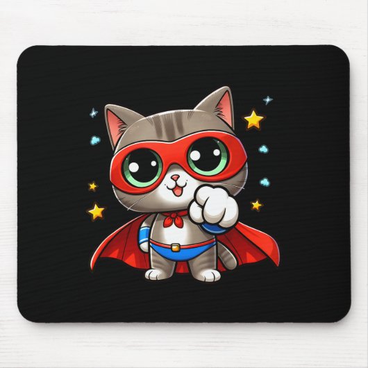 Heldensuperkatze mit Kapuzen-Geschenk Männer Kinde Mousepad (Vorne)