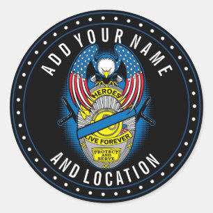 Helder leben für immer Polizei-Denkmal-Abzeichen Runder Aufkleber