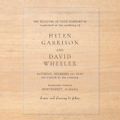 Helen Classic Elegant Wedding Acryleinladungen (Vorderseite)