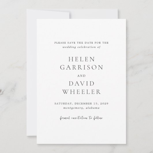 Helen Classic Elegant Wedding Save The Date (Vorderseite)