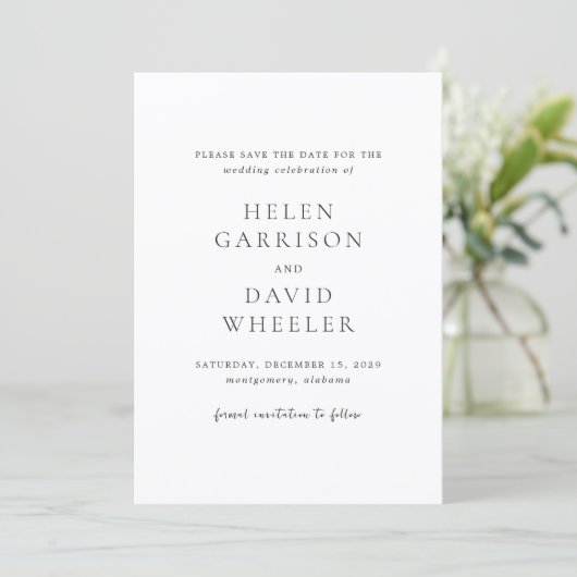 Helen Classic Elegant Wedding Save The Date (Stehend Vorderseite)