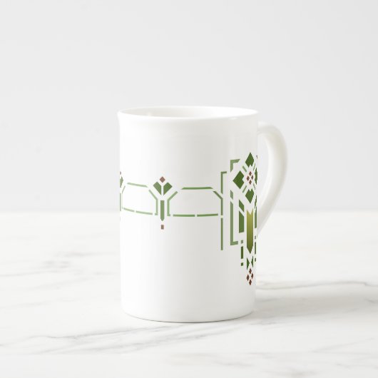 Helen Foster "Prairie Frieze" Stencil Pattern Porzellantasse (Vorderseite Rechts)