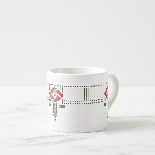 Helen Foster "Rose Frieze" Stencil Pattern Espressotasse (Vorderseite Rechts)
