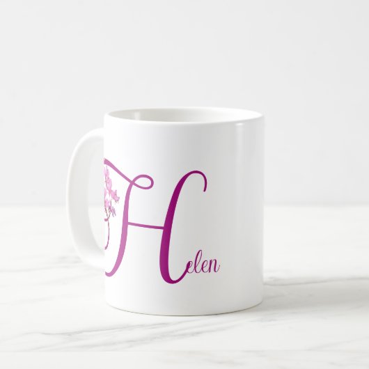 Helen hübsch rosa Blumenzarte Kaffeetasse (Vorderseite Links)