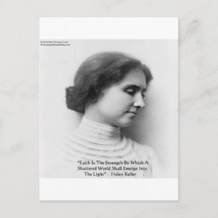 Helen Keller "Faith/Strength" Zitat von Weisheit Postkarte