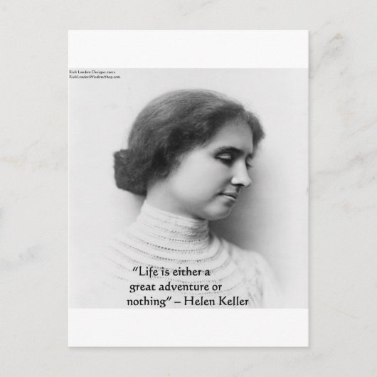 Helen Keller "Leben ist Abenteuer" Weisheit Zitat Postkarte (Vorderseite)