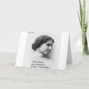Helen Keller "Leben ist Abenteuer" Weisheitszitat Karte