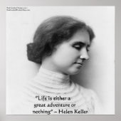 Helen Keller "Life is Adventure" Zitatposter Poster (Vorne)