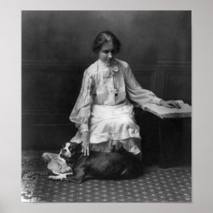 Helen Keller mit Hund Poster