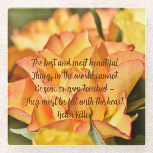 Helen Keller Quote Rose Untersetzer (Vorderseite)