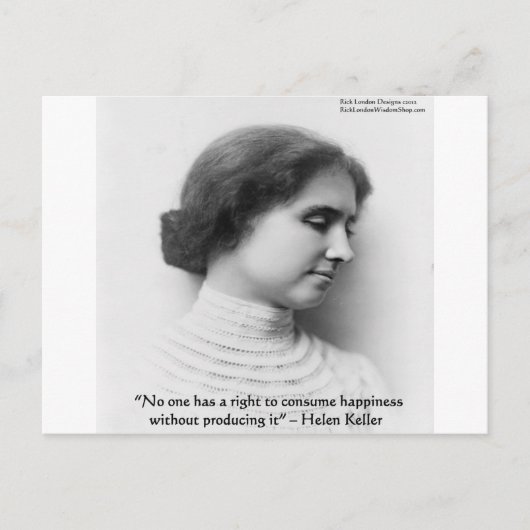 Helen Keller "Right 2 Happiness" Weisheit Zitat Ge Postkarte (Vorderseite)