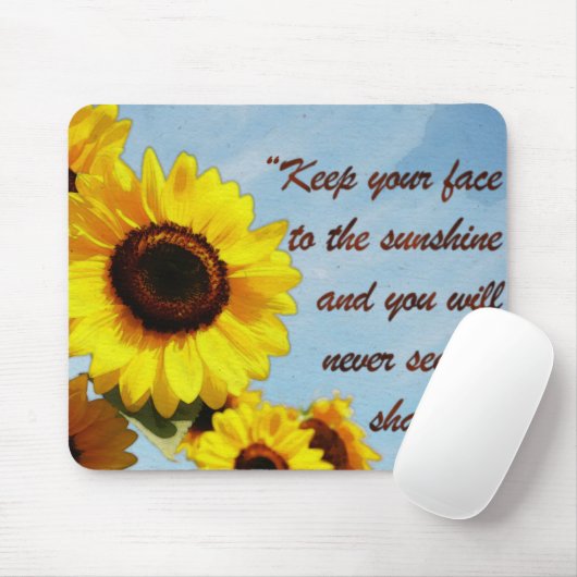 Helen Keller-Zitat mit Sonnenblume Mousepad (Mit Mouse)