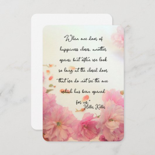 Helen Keller zitiert auf Glücksflatterkarte (Vorne/Hinten)