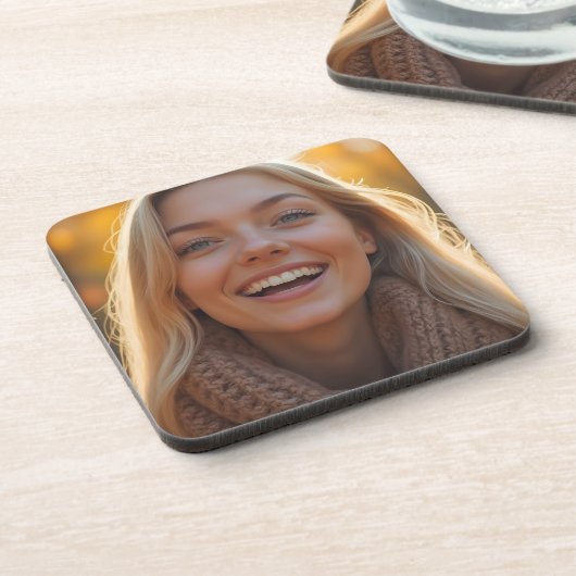 Helena Chevalier Nah-up im Herbstwald Getränkeuntersetzer (Linke Seite)