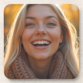 Helena Chevalier Nah-up im Herbstwald Getränkeuntersetzer (Vorderseite)