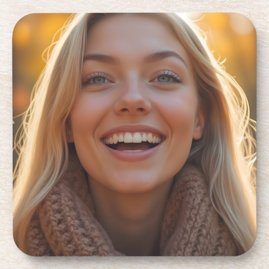 Helena Chevalier Nah-up im Herbstwald Getränkeuntersetzer (Vorderseite)