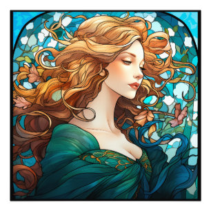 Helena - Dunkle Blonde Frau im Jugendstil Fotodruck
