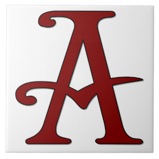 Helena Letter A in Roter Monogramm-Tile Fliese