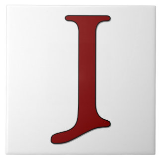 Helena Letter J in Red Monogram Tile Fliese