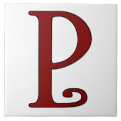 Helena Letter P in Red Monogram Tile Fliese (Vorderseite)