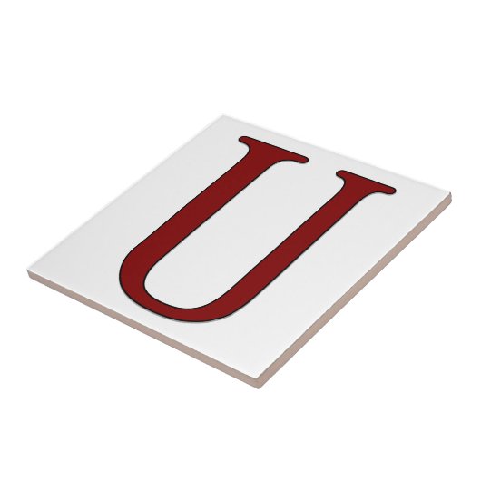 Helena Letter U in Red Monogram Tile Fliese (Seite)