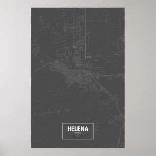 Helena, Montana (weiß auf Schwarzem) Poster