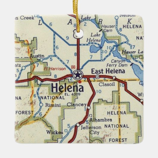 Helena MT Vintag Map Keramikornament (Vorderseite)