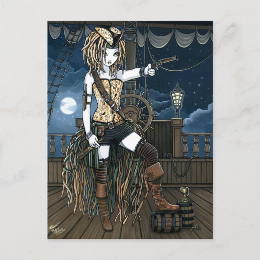 "Helena" Sky Pirate Ship Moon Fee Postcard Postkarte (Vorderseite)