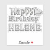 Helene Happy Birthday silver Aufkleber Sticker (Blatt)