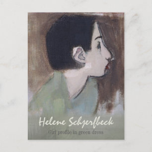 Helene Schjerfbeck Girl Profil in grünem Kleid Postkarte