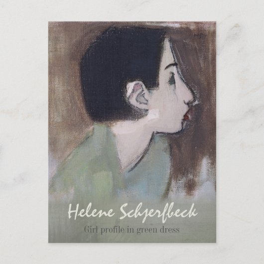 Helene Schjerfbeck Girl Profil in grünem Kleid Postkarte (Vorderseite)