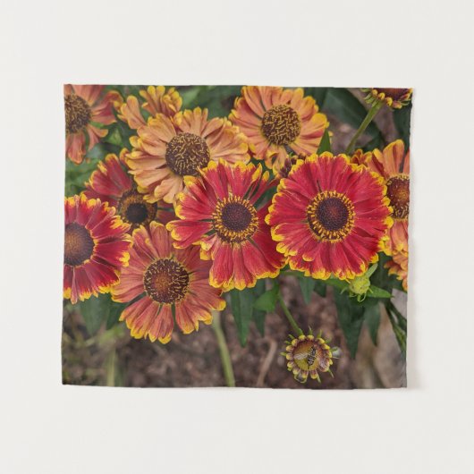 Helenium Autumnale Blooms Floral Wandteppich (Vorderseite (Horizontal))