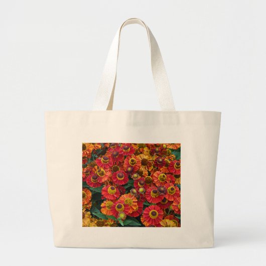 Helenium-Blume in Rot und Orange Jumbo Stoffbeutel (Vorne)