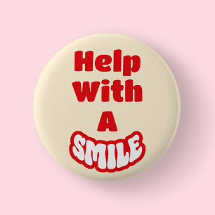 Helfen mit einem Lächeln Rot & Weiß Text Creme Abz Button
