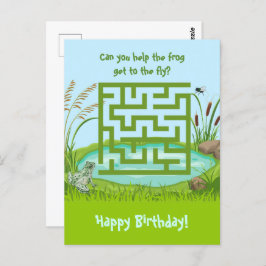 Helfen Sie dem Frosch zu fliegen Maze Birthday Pos Postkarte
