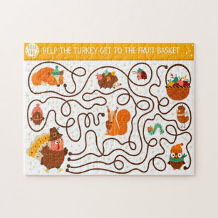 Helfen Sie dem Thanksgiving Truthahn, die Früchte- Puzzle