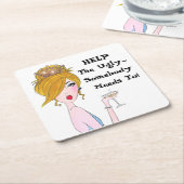 "Helfen Sie dem Ugly - das muss jemand!" Rechteckiger Pappuntersetzer (angewinkelt)